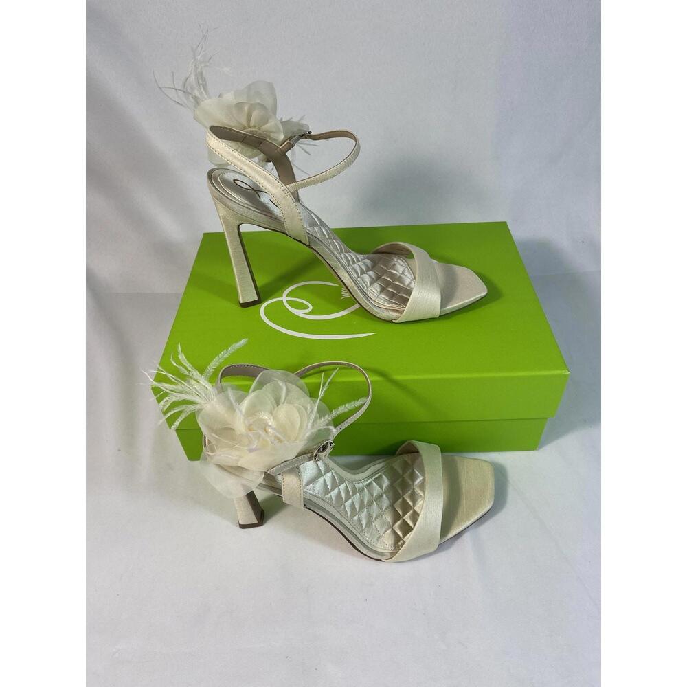 Sam Edelman Shoes Women's Size 5.5 Ivory Leana Silk Floral Heels Bridal Wedding - Picture 4 of 9